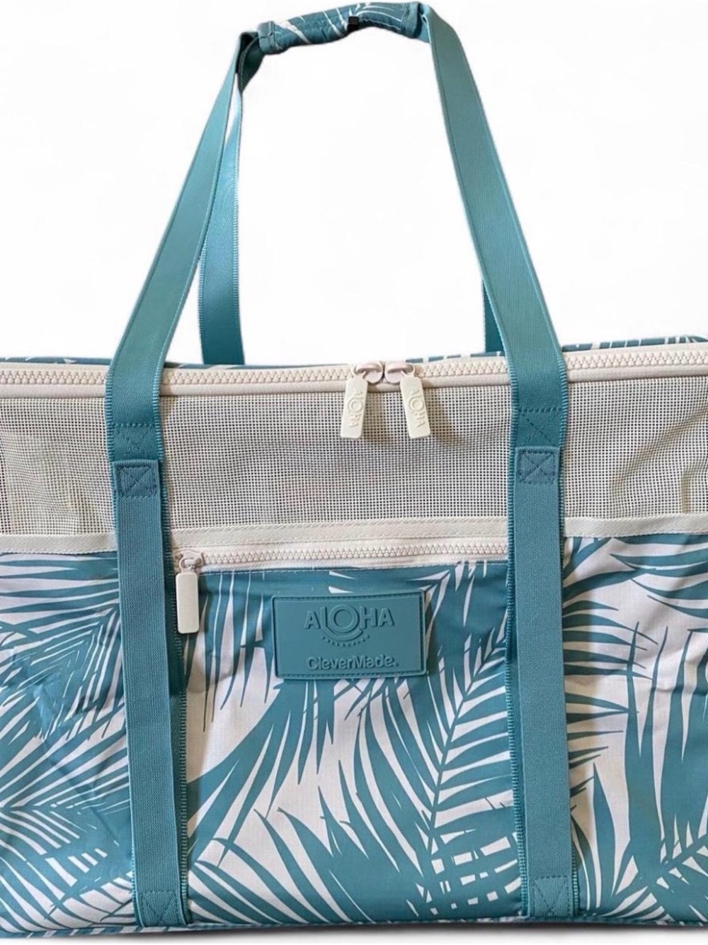 ALOHA Collection x CleverMade Collapsible Beach Tote Bag Areca Teal 42L MINT